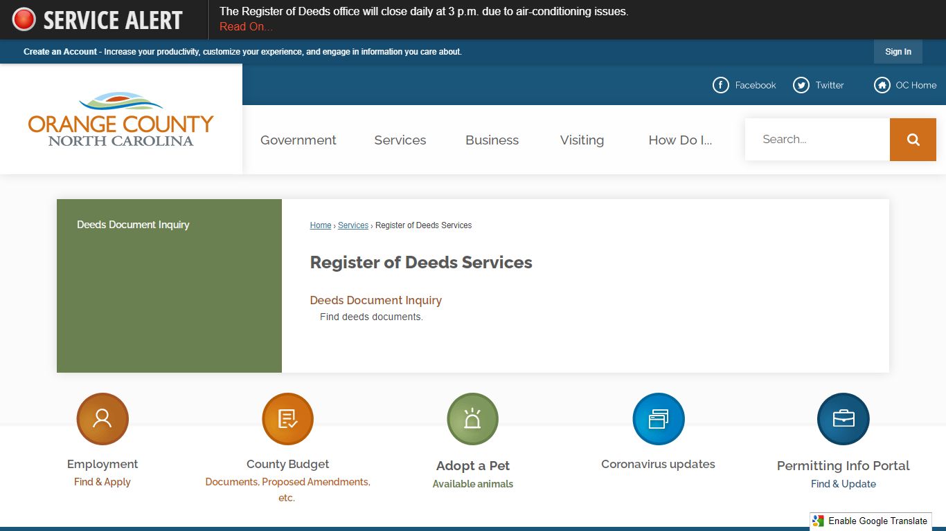 Register of Deeds Services | Orange County, NC